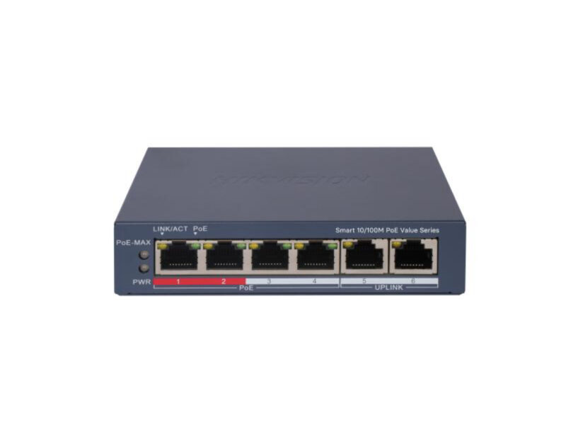 HIKVISION DS-3E1106P-EI/M 4FE PoE Port (45W), 1FE Uplink Switch